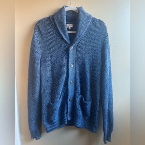 Faherty Men's medium Navy Cardigan cotton and cashmere Sweater